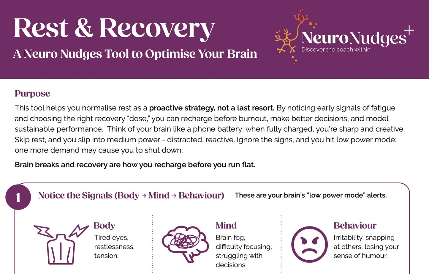 Downloadable Coaching Tool: Rest and Recovery Pack Duo Pack - Coaching Tool and Journal