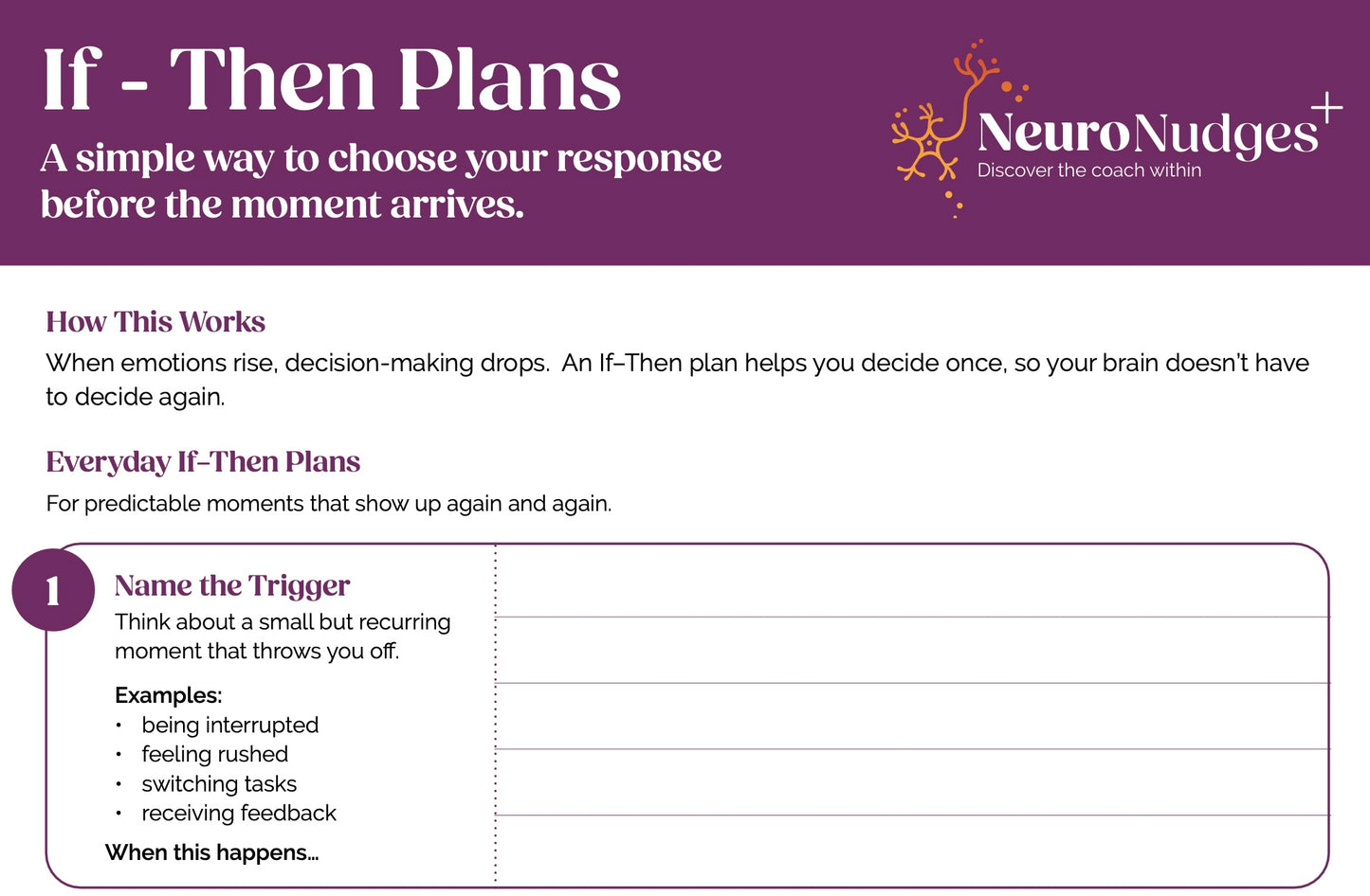 Downloadable Coaching Tool: If - Then